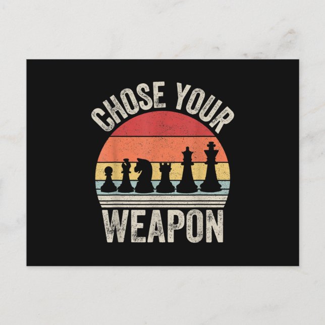 Choose Your Weapon Funny Chess Pieces Announcement Postcard (Front)