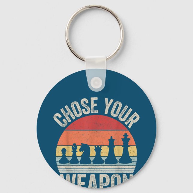Choose Your Weapon Funny Chess Pieces Keychain (Front)