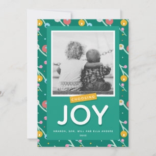 Choosing Joy Holiday Berries Custom Photo Card