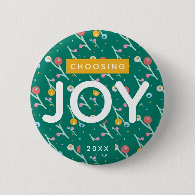 Choosing Joy Modern Berries in Yellow Green Custom 2 Inch Round Button (Front)