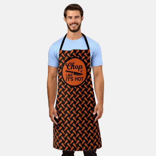 Chop It Like Its Hot Knife Chef Red Chili Pepper Apron (Worn)