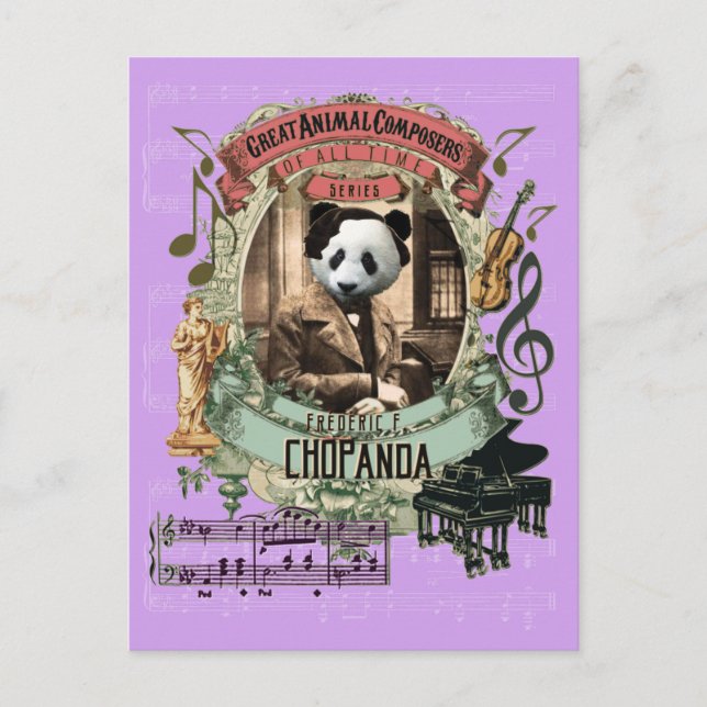 Chopanda Funny Panda Great Animal Composer Chopin Postcard (Front)