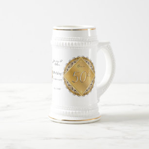 Chope À Bière 50e anniversaire du mariage Golden Beer Stein