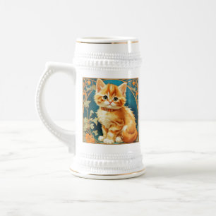 Chope À Bière Alphonse Mucha Art Nouveau Chat