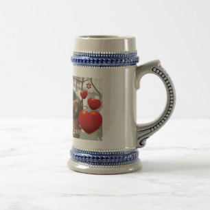 Chope À Bière Amour de berger allemand gris/bleu 18 once Stein