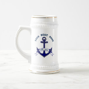 Chope À Bière Ancre marine nautique personnalisée