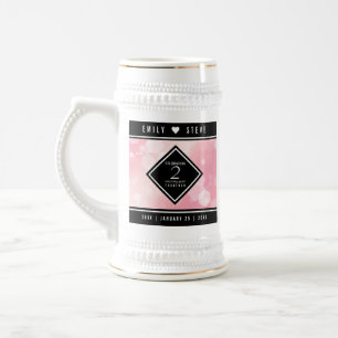 Chope À Bière Anniversaire Mariage élégant du 2e Rose Quartz