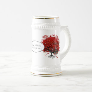 Chope À Bière Arbre à feuille de coeur rouge