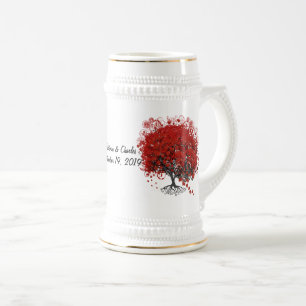 Chope À Bière Arbre à feuilles de coeur rouge