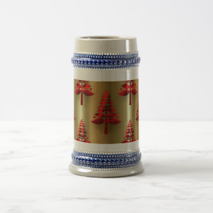Chope À Bière Arbres rouges de Noël en or