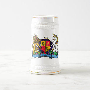 Chope À Bière Armoiries du lion et de la licorne de bière rampan