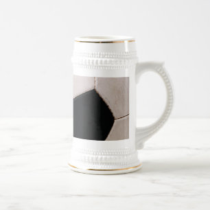 Chope À Bière Balle de soccer blanche et noire