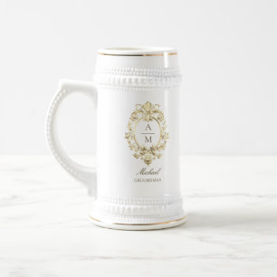 Chope À Bière Baroque Doré Personnalisé pour Garçon d'Honneur