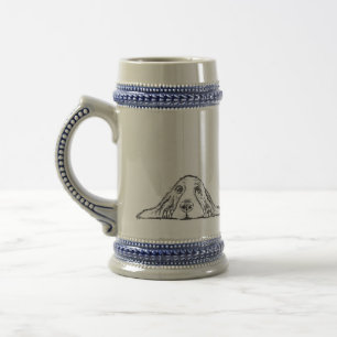 Chope À Bière basset hound noir blanc yeux de chiot simple