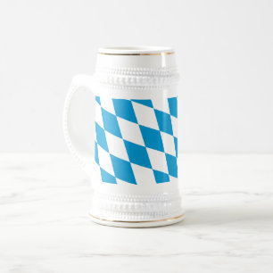Chope À Bière Bavière diamant bleu et blanc motif de drapeau