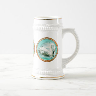 Chope À Bière Beau cygne blanc dans une eau bleu turquoise