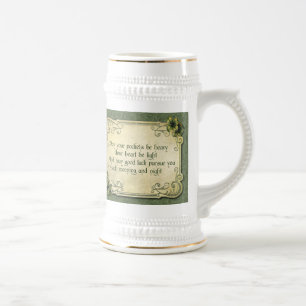 Chope À Bière Bénédiction irlandaise vintage et shamrocks