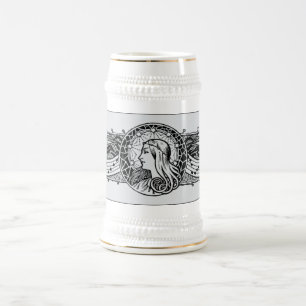 Chope À Bière Bière gravée fleurie Stein