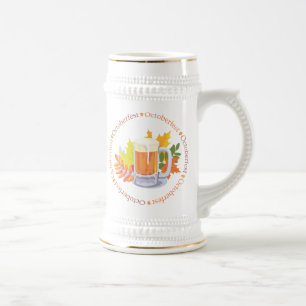 Chope À Bière Bière Oktoberfest et feuilles d'automne