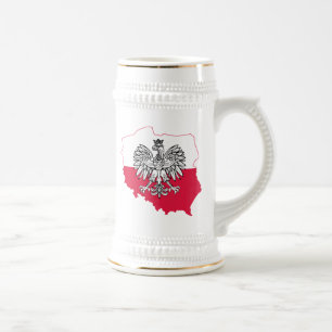 Chope À Bière Bière polonaise Stein de drapeau de carte