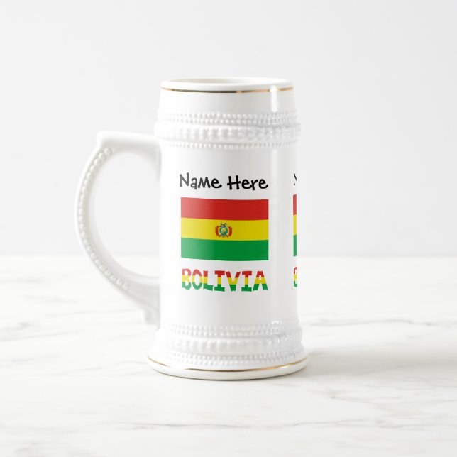 Chope À Bière Bolivie Drapeau Bolivien Texte Personnalisé (Gauche)