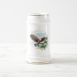 Chope À Bière Bouquet encadré à l'aquarelle d'aigle royal