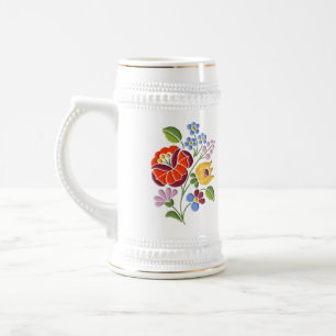 Chope À Bière Broderie de Kalocsa - art populaire hongrois