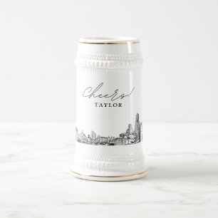 Chope À Bière Cadeau personnalisé Pittsburgh Skyline Bière Stein
