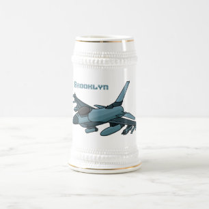 Chope À Bière Caricature d'avion de chasse militaire