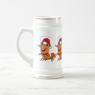 Chope À Bière Caricature de crevettes de Noël joyeux