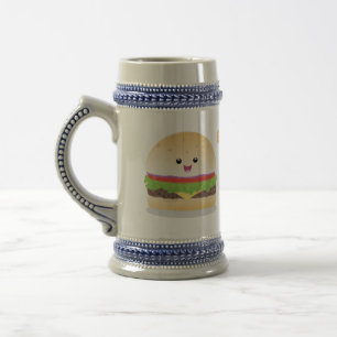 Chope À Bière Caricature de hamburger kawaii joyeux