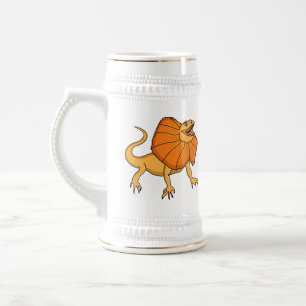 Chope À Bière Caricature de lézard à col frisé orange