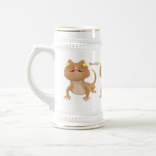 Chope À Bière Caricature de lézard de dragon à barbe