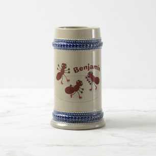 Chope À Bière Caricature de patinage sur glace de Happy red four