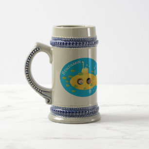 Chope À Bière Caricature de poisson sous-marin jaune mignon