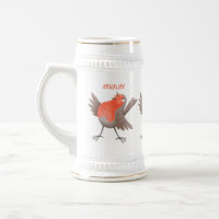 Caricature d'oiseau rouge chantant mignon