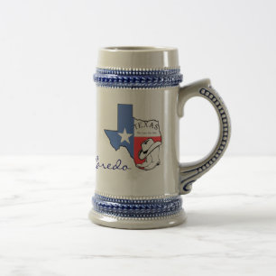 Chope À Bière Carte de l'État du Texas à Laredo avec étoile, bot