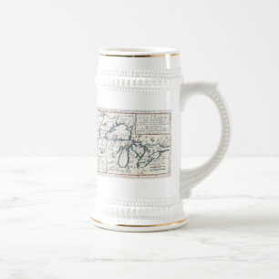 Chope À Bière Carte vintage des Great Lakes (1696)