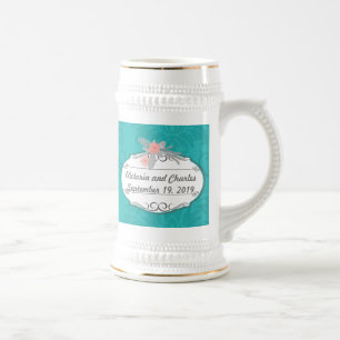 Chope À Bière Chartreuse moderne Turquoise Mariage damassé