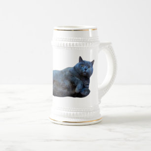Chope À Bière Chat britannique Shorthair Kitty assis de côté