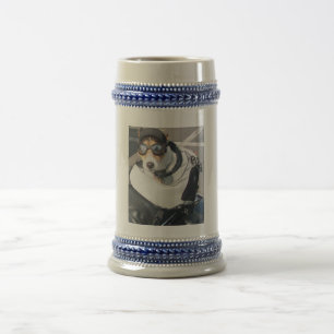 Chope À Bière Chien de porc sur moto