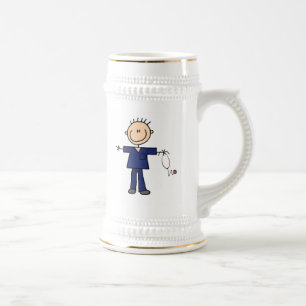 Chope À Bière Chiffre masculin infirmière - bleu de bâton