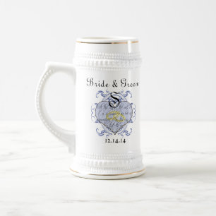 Chope À Bière Cœur de vœu de mariage monogramme