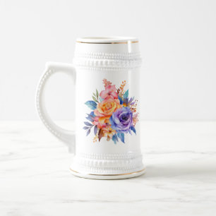Chope À Bière Conception de fleurs de rose aquarelle-58392