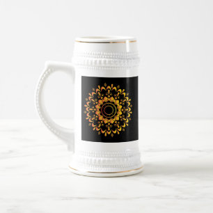 Chope À Bière Conception de mandala unique doré-95747