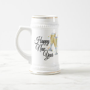 Chope À Bière Confettis et Champagne Bonne Année