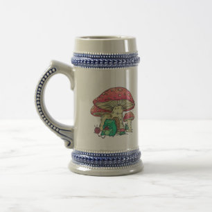 Chope À Bière Cottage Core Tricot de grenouille sous Champignons