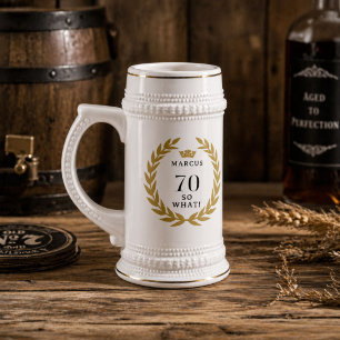 Chope À Bière Couronne de laurier drôle 70 ans So what 70e anniv