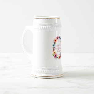 Chope À Bière Couronne florale aquarelle pour la fête des Mères 