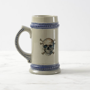 Chope À Bière crâne et os d'halloween
